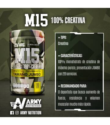 Creatina M15 Jumbo de Army Nutrition 1.1kg