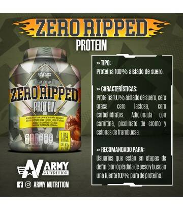 Zero Ripped Protein 4lbs de Army Nutrition sabor Ferrero