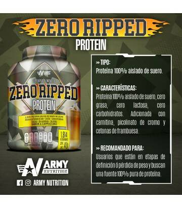 Zero Ripped Protein 4lbs de Army Nutrition sabor Capuchino