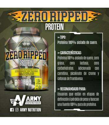 Zero Ripped Protein 4lbs de Army Nutrition sabor Capuchino