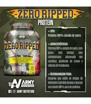 Zero Ripped Protein 4lbs de Army Nutrition sabor Frutos Rojos